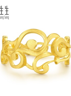 通花周生生黄金通花结婚戒