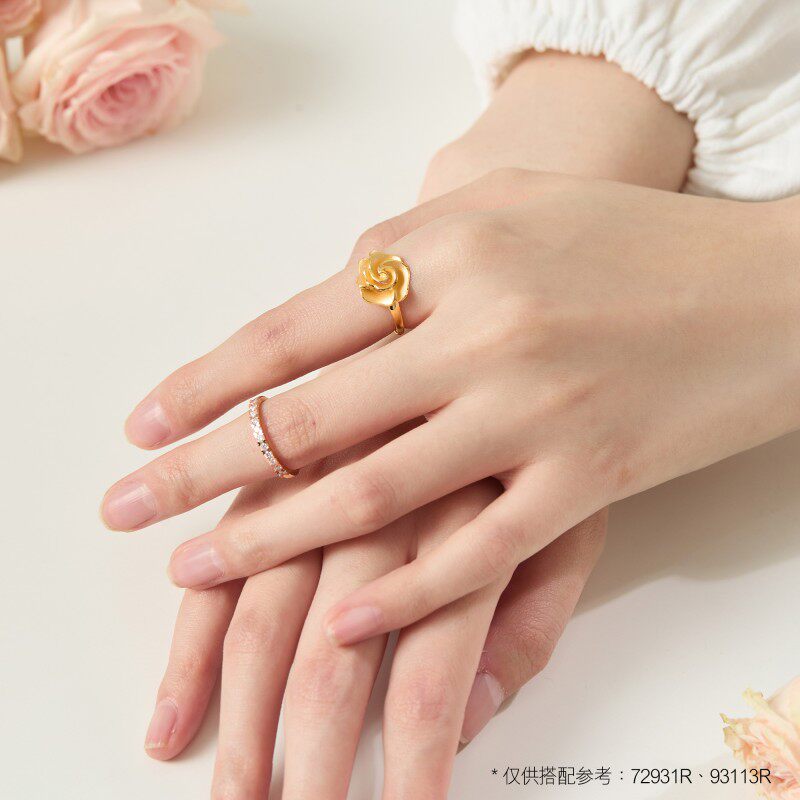 Chow Sang Sang Essence eternal gold pure gold open ring Happy Floret happy flower language ring 72931R