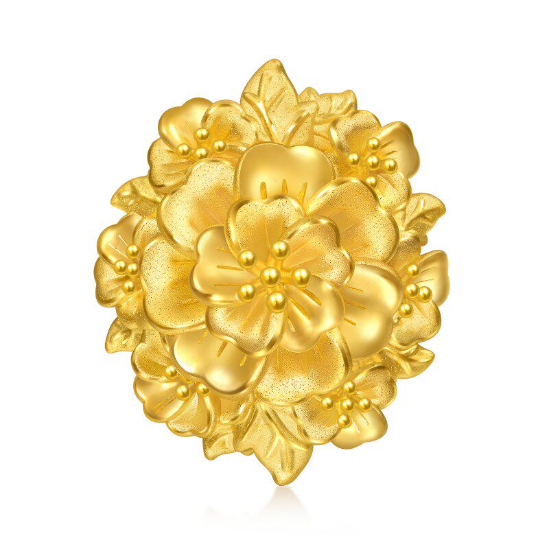 Chow Sang Sang official Shengsheng has pure gold, wealth and flowers gold ring wedding gift three gold hardware 96133R