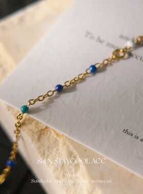 白蓝黑点点迷你版彩色点点项链女士高级感锁骨链基础款底链