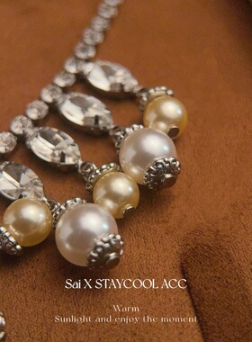 中古vintage名媛风复古闪耀锆石女士锁骨链项链高级感满天星