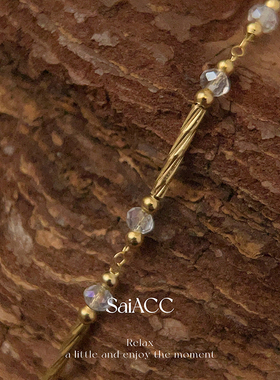 北欧白水晶金色长条极简女士项链高级感轻奢39+5cm