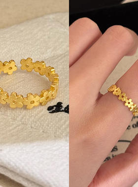 挽里金色银色满排花戒指不撞款