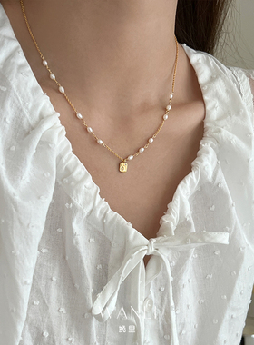 挽里天然珍珠锆石项链气质高级潮