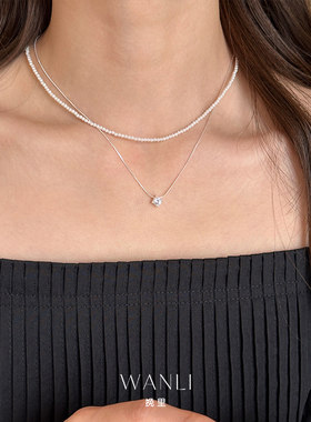 纯银闪钻项链颈链锆石夏天日常女