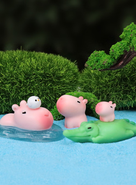 粉色迷你卡皮巴拉水豚盲盒小摆件
