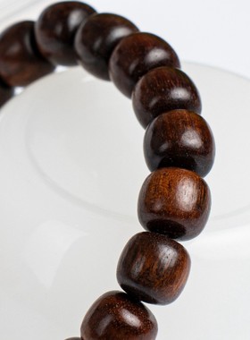 沉香木手串檀木财招字猫爪牌新中式大吉大利黄油贡木桶珠手串佛珠