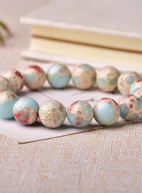 寿山石手串蓝色多尺寸手链甜美素圈饰品情侣礼物男女简约礼品闺蜜