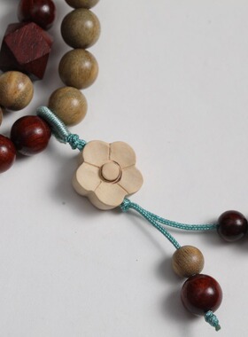 天然绿檀木DIY美菱小花款手链男女手串首饰装饰文玩念珠佛珠