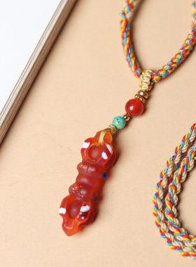 天然正品玛瑙金刚杵手编绳毛衣链多功能车挂手工钥匙扣手机挂配件