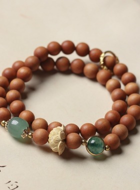 复古民族风老山檀香0.8手串双圈芭比手链时来男女士运转佛珠手持