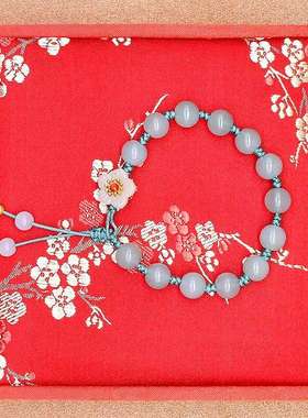 全手工编织小桃花空谷幽兰手链女款抖音同款国风汉服礼物手串佛珠