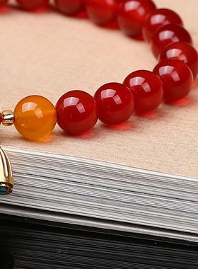 2025新款天然红玛瑙手链女两世欢莲蓬手串闺蜜本命年小众设计