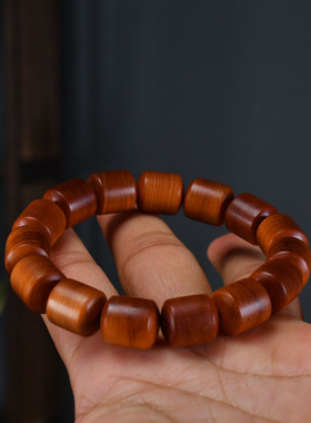 太行崖柏手串崖柏陈化料红油桶珠12*14mm单圈手链手工文玩木质手