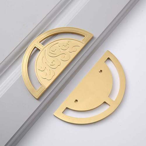 新中式家具拉手 仿古衣柜门把手复古雕刻对半装半圆柜子拉手 - 图1