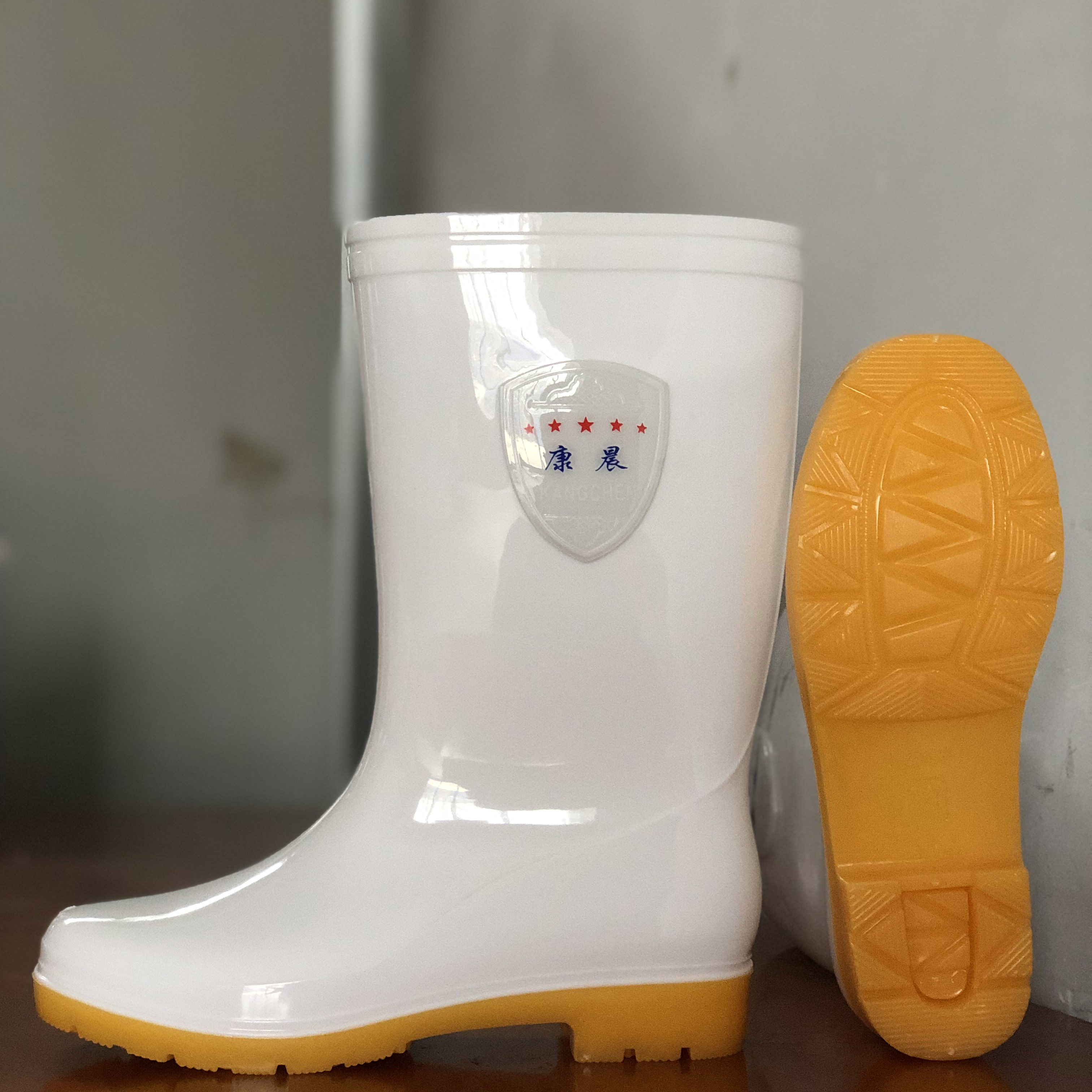 康晨新款男女通用白色食品靴加棉保暖雨靴加绒雨鞋卫生靴白色加棉 - 图0