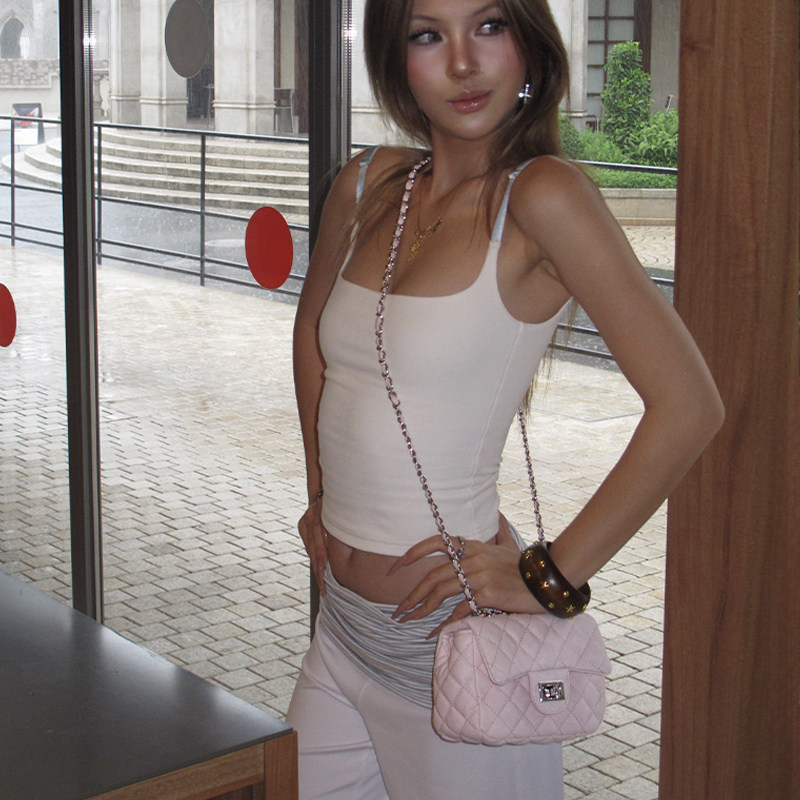 NBY原创潮牌小众可爱气质菱格链条腋下小方包百搭少女粉色单肩包,淘宝优惠券,粉丝福利购,淘宝优惠卷