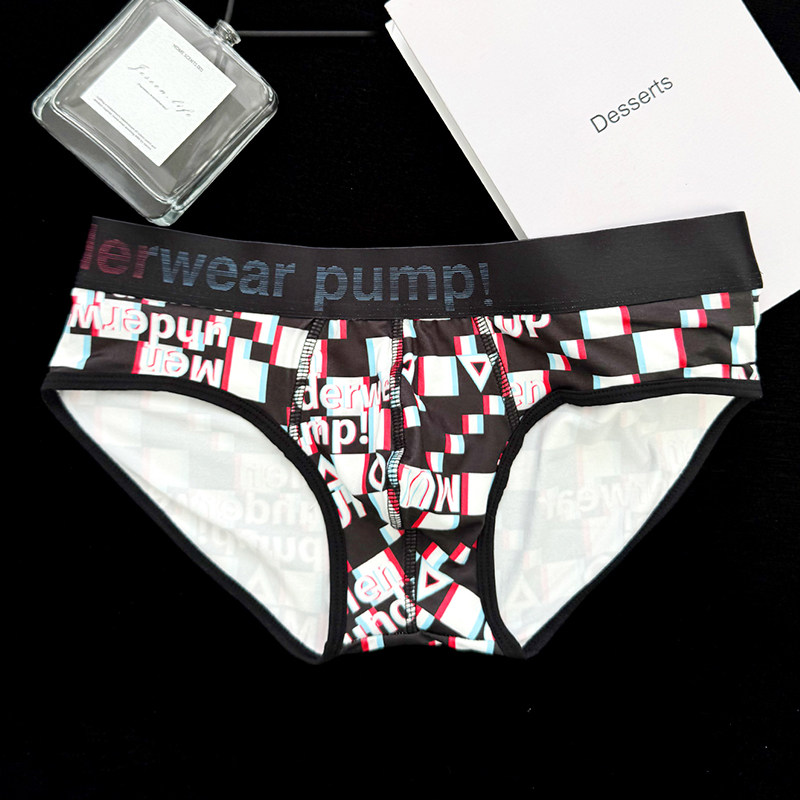 Men underwear pump!男三角内裤格子薄款U凸性感低腰潮流运动青年,淘宝优惠券,粉丝福利购,淘宝优惠卷