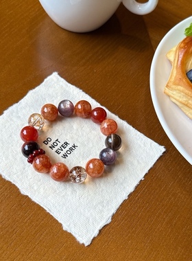 天然水晶手链女款单圈手串送女友闺蜜礼物招米好运旺事业黄水晶