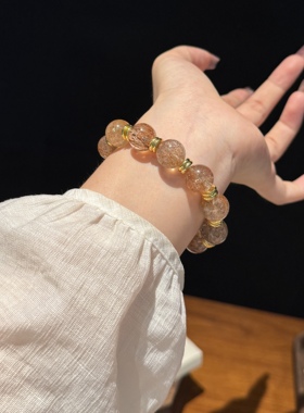 黑金超七水晶手链女款招财转运珠手串送闺蜜礼物叠戴高级感手饰品