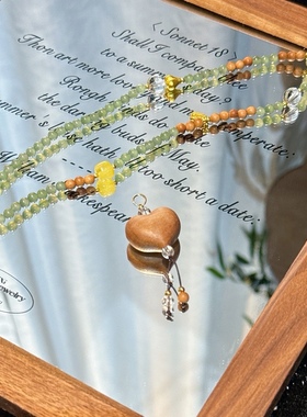 天然印度老山檀爱心吊坠蜜蜡碧玉万能项链多用款毛衣链手链新中式