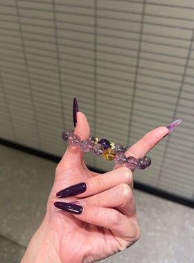 【暴富升级版2.0】天然黄水晶手链女黄塔晶发招财转运紫水晶手串
