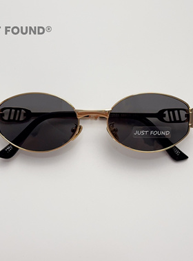 韩版老钱风椭圆金属防紫外线墨镜