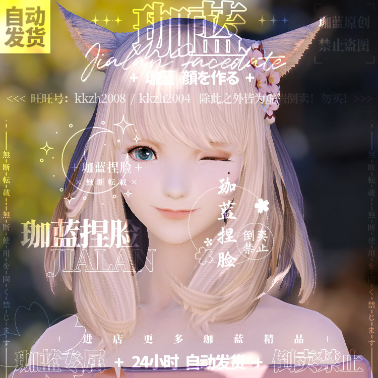 【珈蓝原创】最终幻想14 ff14捏脸数据脸型 猫魅族猫女猫娘  鑫漓 - 图1