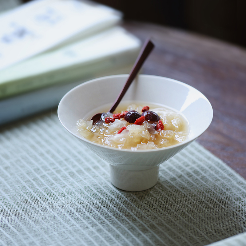 日式餐具陶瓷斗笠碗高足碗沙拉碗黑色手工粗陶饭汤碗家用料理碗 - 图0