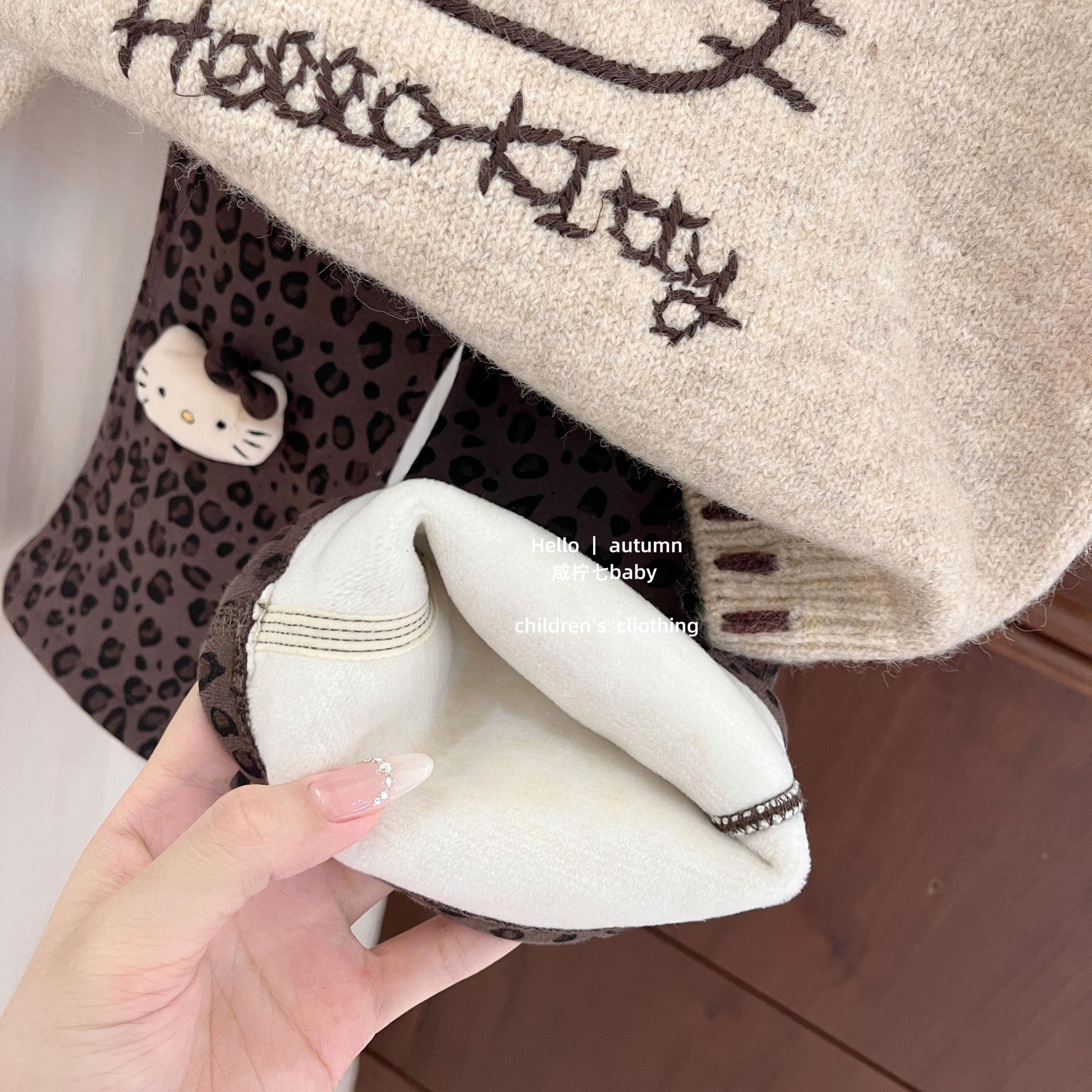 【咸柠七】原创！女童秋装毛衣宝宝衣服儿童kt猫针织衫豹纹裤套装,淘宝优惠券,粉丝福利购,淘宝优惠卷