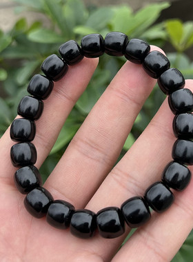 精品优惠墨玉籽料10*8.5mm直切百搭手串F