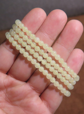 天然和田玉黄口4mm佛珠手串