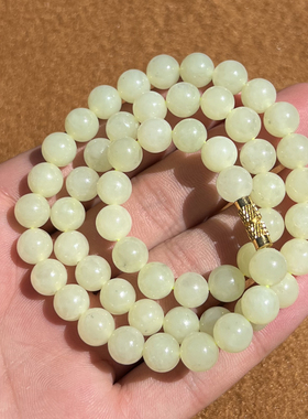 特惠价精品新疆且末黄口料黄玉卡8mm正品项链妈妈链F