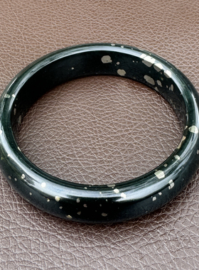 和田玉新疆山料黄铁矿伴生青玉卡52-62mm手镯Q