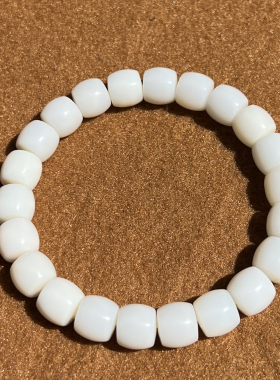 新疆且末米达料奶白细腻卡10mm小众百搭老型珠手串F