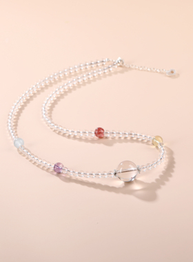 天然双A白水晶多圈项链手链礼物