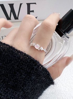 法式温柔海底月光石戒指小众设计感贝壳海星开口可调节个性手饰女