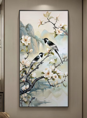 喜上眉梢LED玄关装饰画客厅背景墙挂画梅鹊呈祥智能声控感应灯画