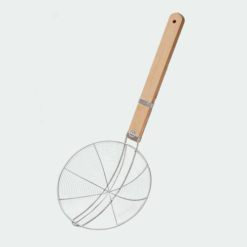 不锈钢钢丝篱长柄大漏勺捞篱炸篱木柄加固粉篱面条商用捞网漏促销 - 图3