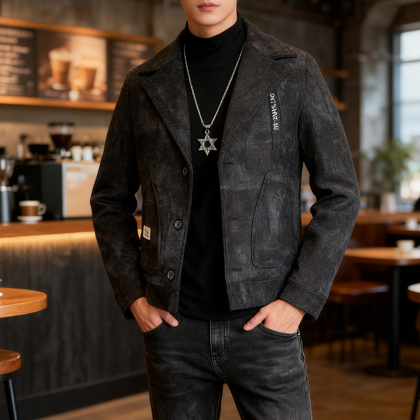 25秋冬新款毛呢男夹克外套冬季加厚时尚休闲潮流痞帅短款呢子大衣,淘宝优惠券,粉丝福利购,淘宝优惠卷