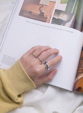 s925纯银日韩国冷淡风女线条戒指