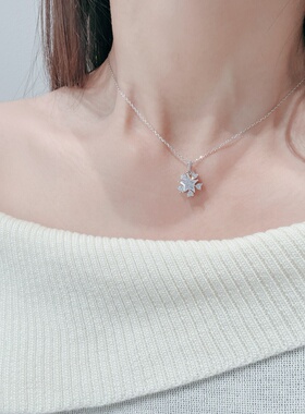 S925银雪花满钻超闪锁骨链