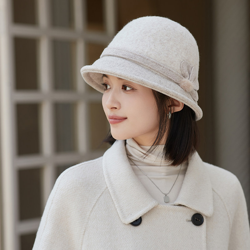 羊毛呢渔夫帽子女秋冬天韩版潮保暖百搭优雅英伦复古盆帽气质礼帽,淘宝优惠券,粉丝福利购,淘宝优惠卷