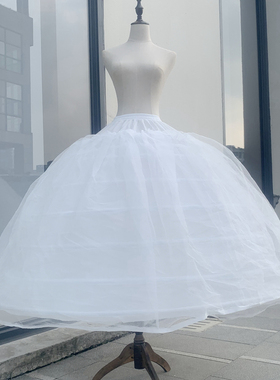 主婚纱裙撑7七钢两层纱腰绑带云朵暴力撑蓬蓬裙加大撑裙女