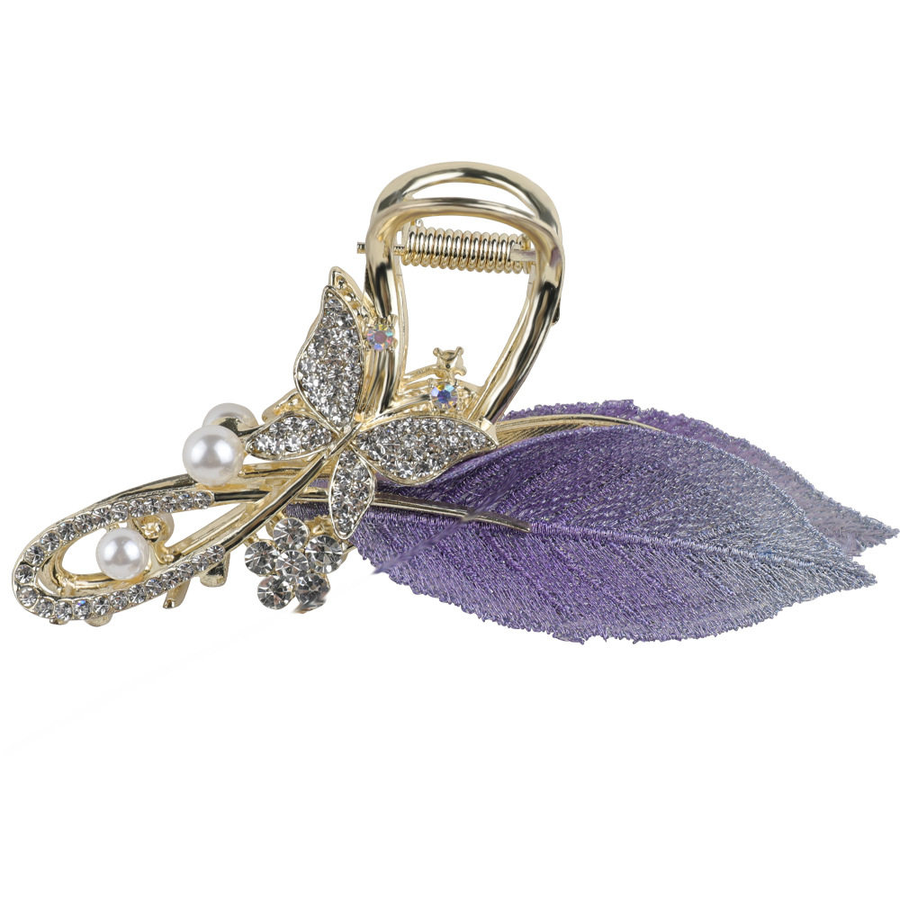 刺绣树叶抓夹高级感镶钻蝴蝶大号高颜值后脑勺发夹大号鲨鱼夹女,淘宝优惠券,粉丝福利购,淘宝优惠卷