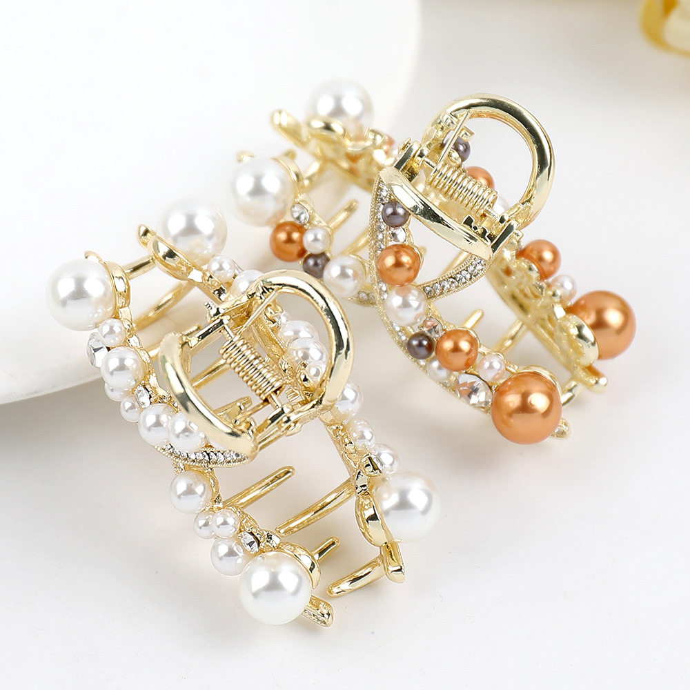 彩色珠珠中号抓夹高级感韩国百搭满钻交叉发夹后脑勺半扎鲨鱼夹,淘宝优惠券,粉丝福利购,淘宝优惠卷