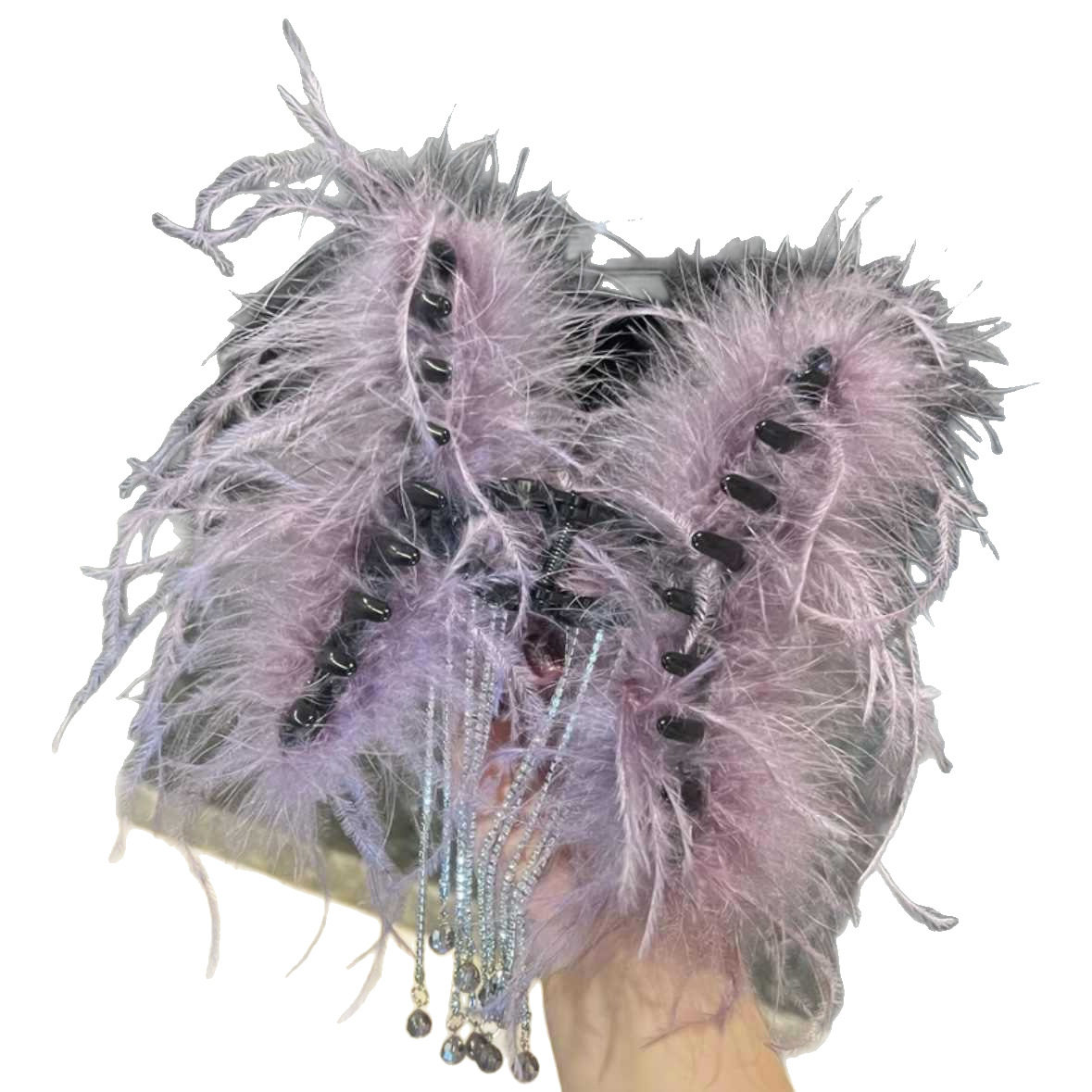 气质蓬松仙气羽毛鲨鱼夹流苏精致氛围感高级纯新款欲抓夹发夹子女,淘宝优惠券,粉丝福利购,淘宝优惠卷