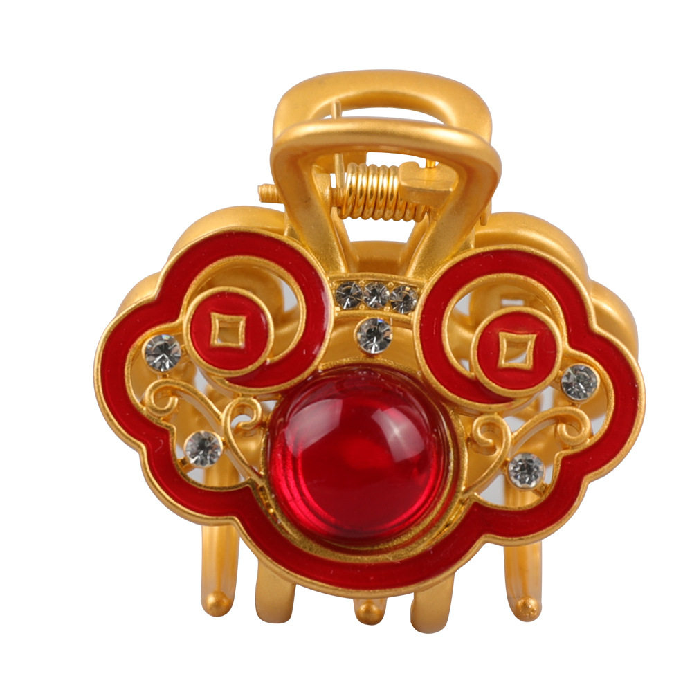 新中式轻奢国风磨砂金属平安锁如意中号抓夹后脑勺盘发鲨鱼夹头饰,淘宝优惠券,粉丝福利购,淘宝优惠卷