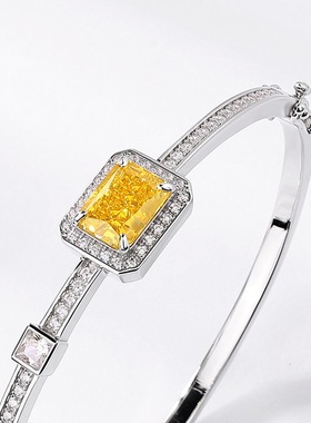 新品S925银手镯冰花切高碳钻手饰重工时尚轻奢欧美风现货