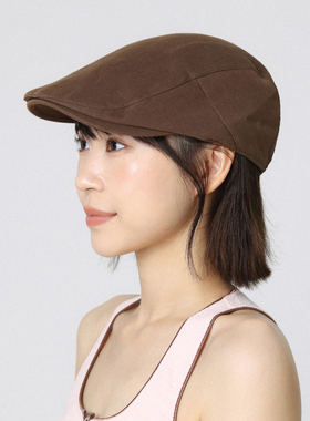 亚麻棕色鸭舌前进帽女款贝雷帽